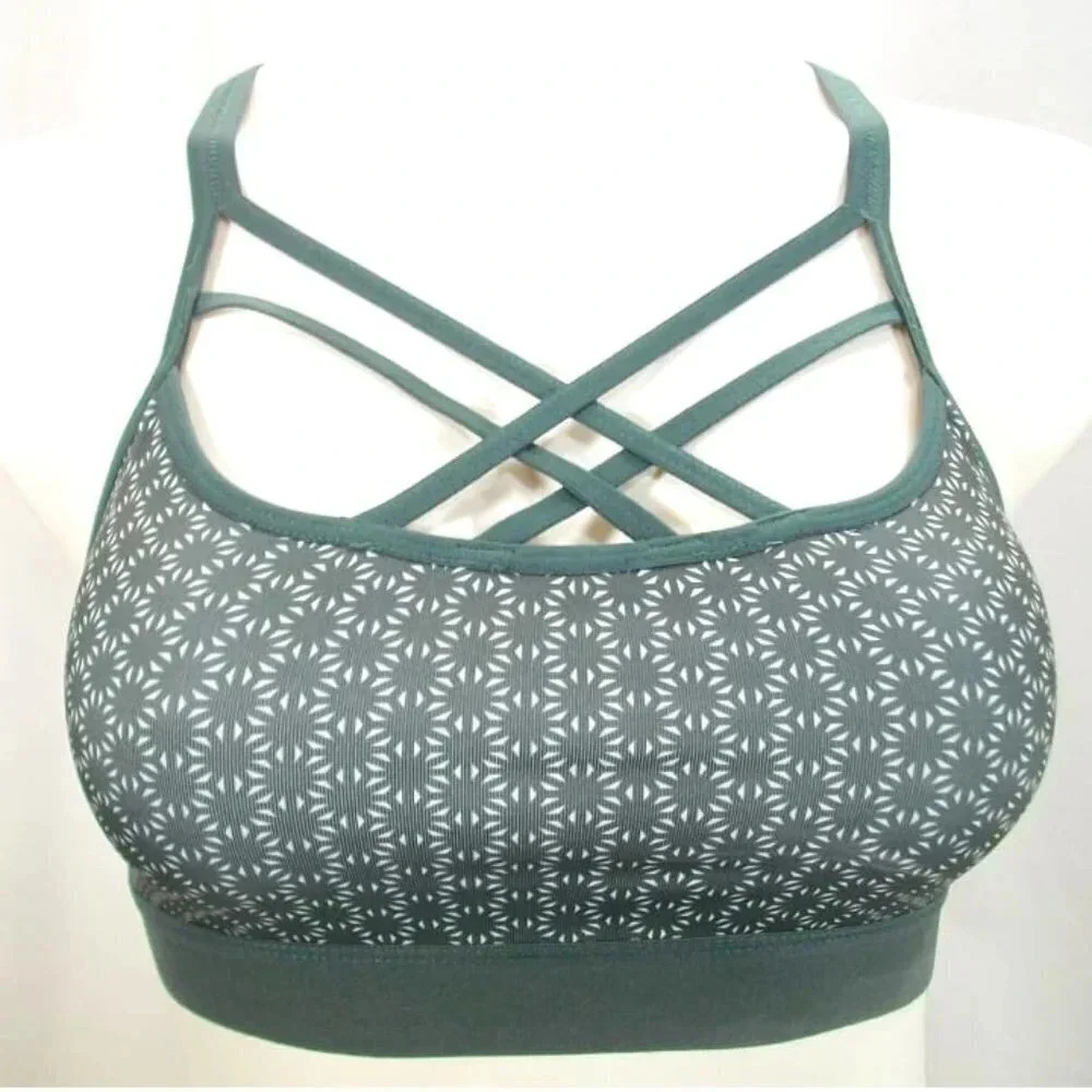 Champion N9687 C9 Strappy Front Cami Wire Free Sports Bra SMALL Deep Pine Green